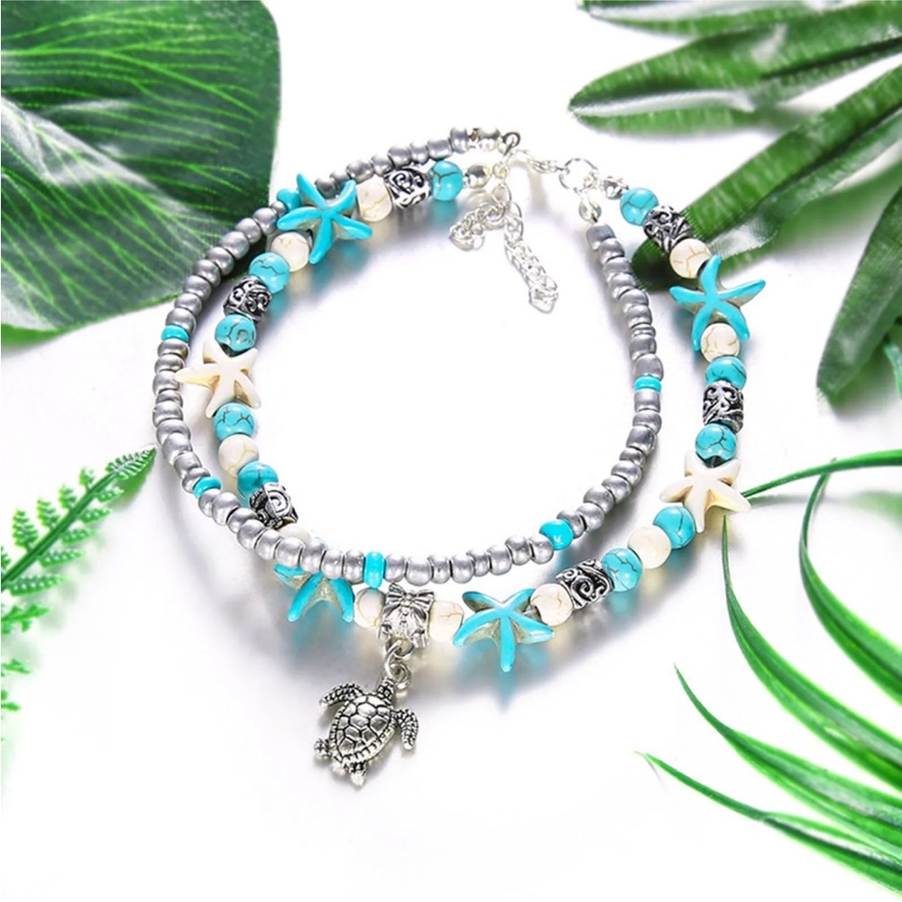 New Beach Anklets Turtle Pendant Turquoise Anklets Beach Anklets Beaded Anklets